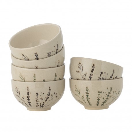 Bol petit déjeuner grès fleurs Bloomingville Bea set de 6