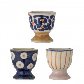 coquetier gres peint a la main bleu bloomingville eviaya set de 3