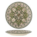 assiette plate gres peint main vert motif oriental bloomingville karlie