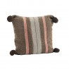 madam stoltz housse de coussin coton pompons brun rayures rose