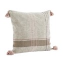 housse coussin coton 50 x 50 pompons tartan rose pastel madam stoltz