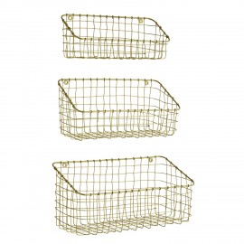 Petite étagère murale grillagée métal Madam Stoltz set de 3