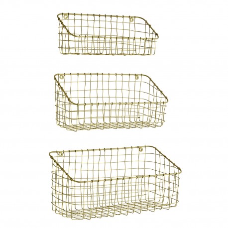 Petite étagère murale grillagée métal Madam Stoltz set de 3
