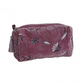 Trousse de toilette velours brodé Madam Stoltz