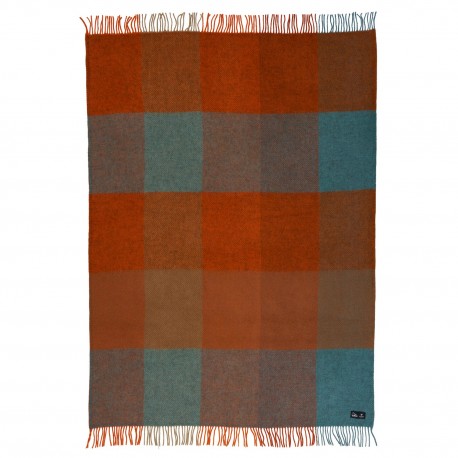 plaid laine agneau carreaux orange klippan gotland