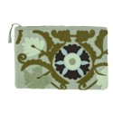 pochette ipad coton brodee fleurs vert madam stoltz