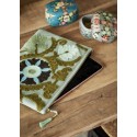 pochette ipad coton brodee fleurs vert madam stoltz