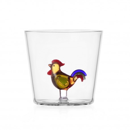 verre souffle d art coq ichendorf milano animal farm rooster
