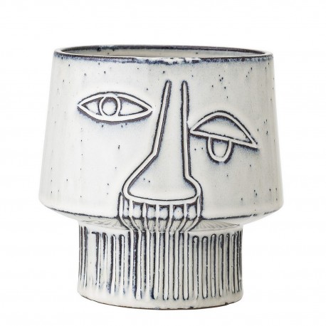 Cache-pot céramique visage design Bloomingville gris