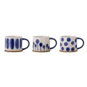 mug peint bleu gres artisanal bloomingville linora set de 3