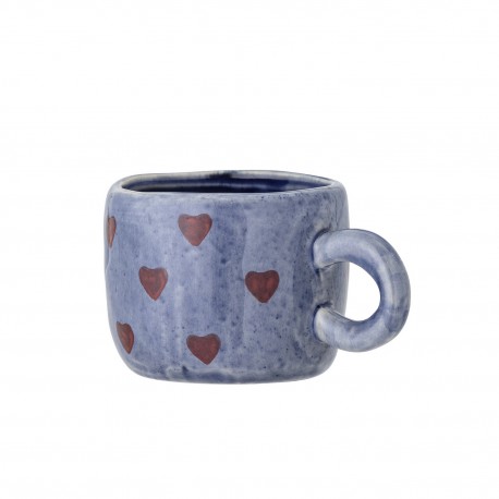 petite tasse enfants gres bleu peint coeurs bloomingville nini