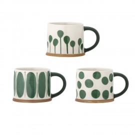 Mug grès peint main design Bloomingville Linora set de 3