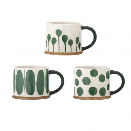 Mug grès peint main design Bloomingville Linora set de 3