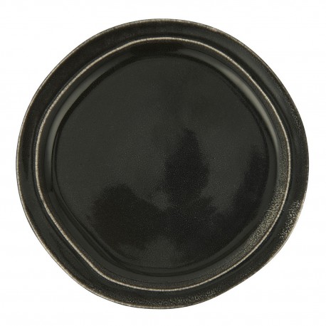 assiette plate noire rustique gres style campagne ib laursen