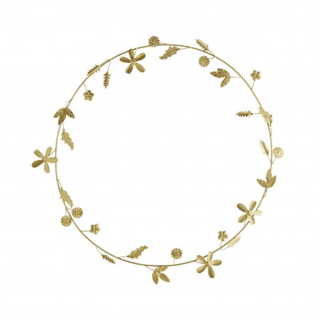 couronne murale metal dore laiton fleuri feuilles madam stoltz