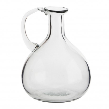 madam stoltz vase verre transparent  vintage retro avec poignee
