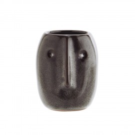 Cache-pot pour cactus grès visage Madam Stoltz gris