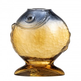 vase poisson verre jaune dore bloomingville varga