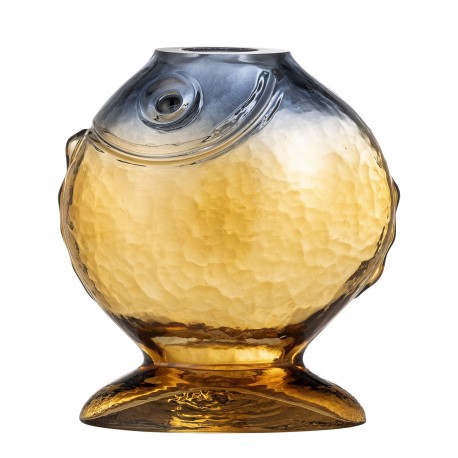 vase poisson verre jaune dore bloomingville varga