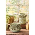 vase vert ceramique decore de fleurs en relief ib laursen