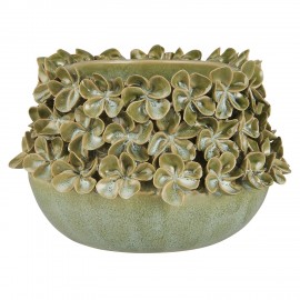 cache pot ceramique decore fleus relief vert ib laursen hortensia