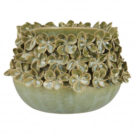 cache pot ceramique decore fleus relief vert ib laursen hortensia