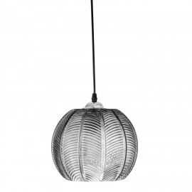 suspension en verre gris texture ronde chic bloomingville adar