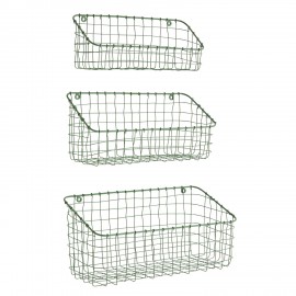 etagere panier mural fil de fer vert madam stoltz set de 3