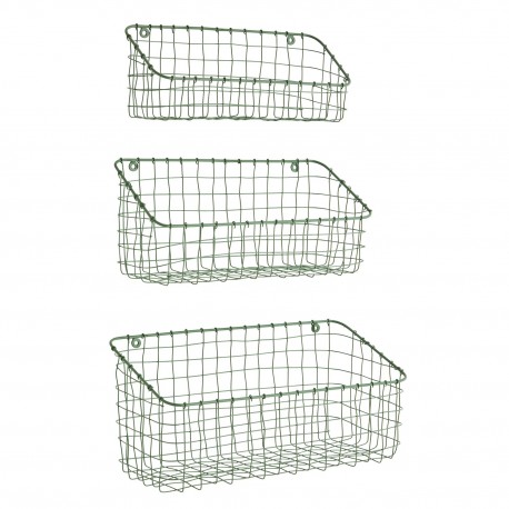 etagere panier mural fil de fer vert madam stoltz set de 3