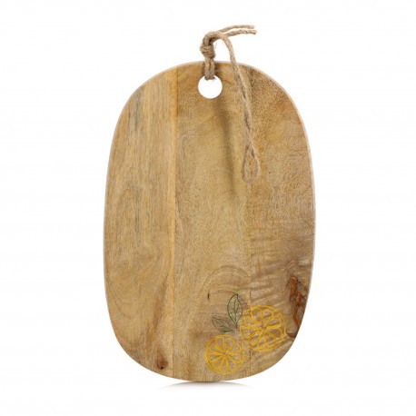 planche a decouper ovale bois de manguier zeller lemon