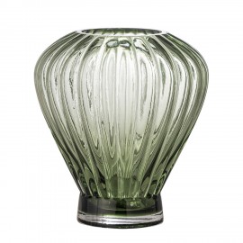 vase verre classique vert strie bloomingville reeve