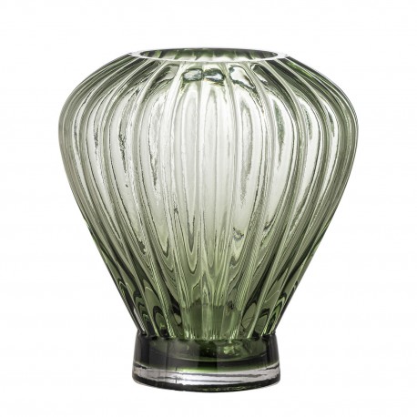 vase verre classique vert strie bloomingville reeve