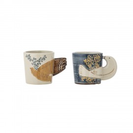 set de 2 tasses a espresso gres peint oiseaux bloomingville hezha