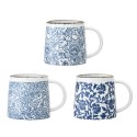 tasses gres peint motif floral bleu bloomingville molly set de 3