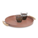 plateau de cuisine rond metal marron terracotta zeller