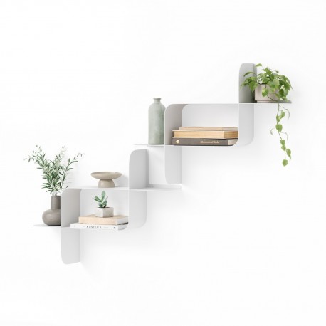 etagere murale design modulable graphique acier blanc umbra montage