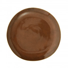 assiette plate artisanale gres marron madam stoltz
