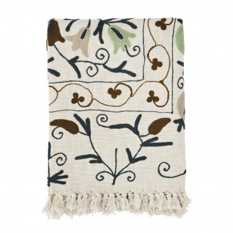 plaid brode coton motif persan floral vert madam stoltz suzani