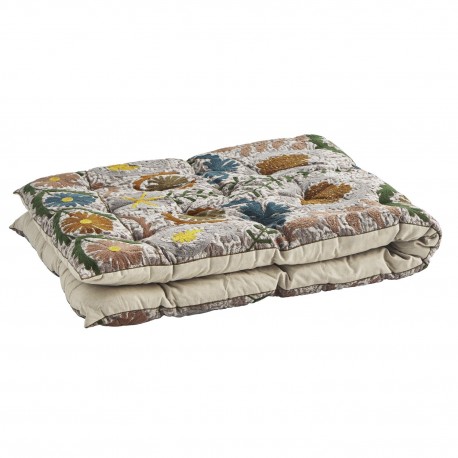 Matelas d'assise brode motif floral coton Madam Stoltz