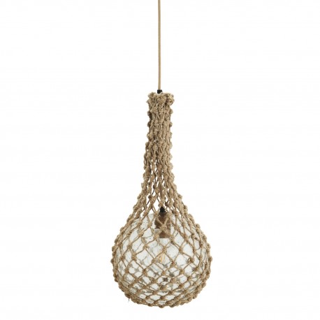 lampe suspension corde filet jute et globe verre madam stoltz