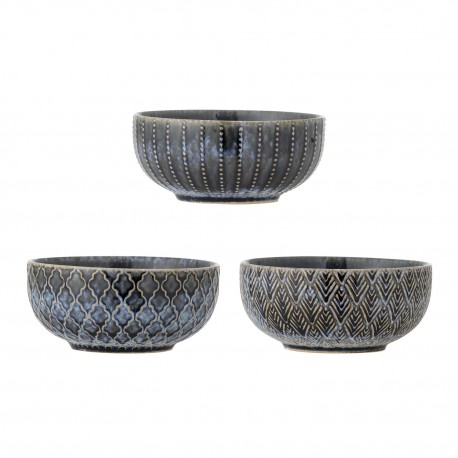 bols gres emaille bleu texture bloomingville elanor set de 3