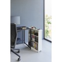 etagere bibliotheque basse a roulettes acier blanc yamazaki tower