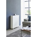 etagere bibliotheque basse a roulettes acier blanc yamazaki tower