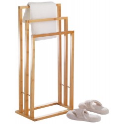 Porte-serviettes sur pied en bois de bambou 