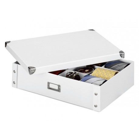 Boite de rangement pour cravates et ceintures carton blanc 44,5 x 31,5 x 11 cm