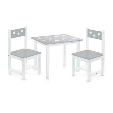 Ensemble table et 2 chaises enfants en bois gris Zeller