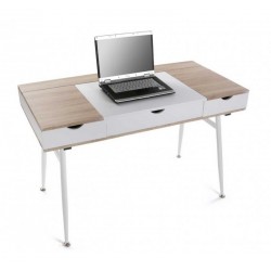 bureau d ordinateur rangement cables bois mdf et bois blanc versa 21300004