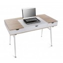 bureau d ordinateur rangement cables bois mdf et bois blanc versa 21300004